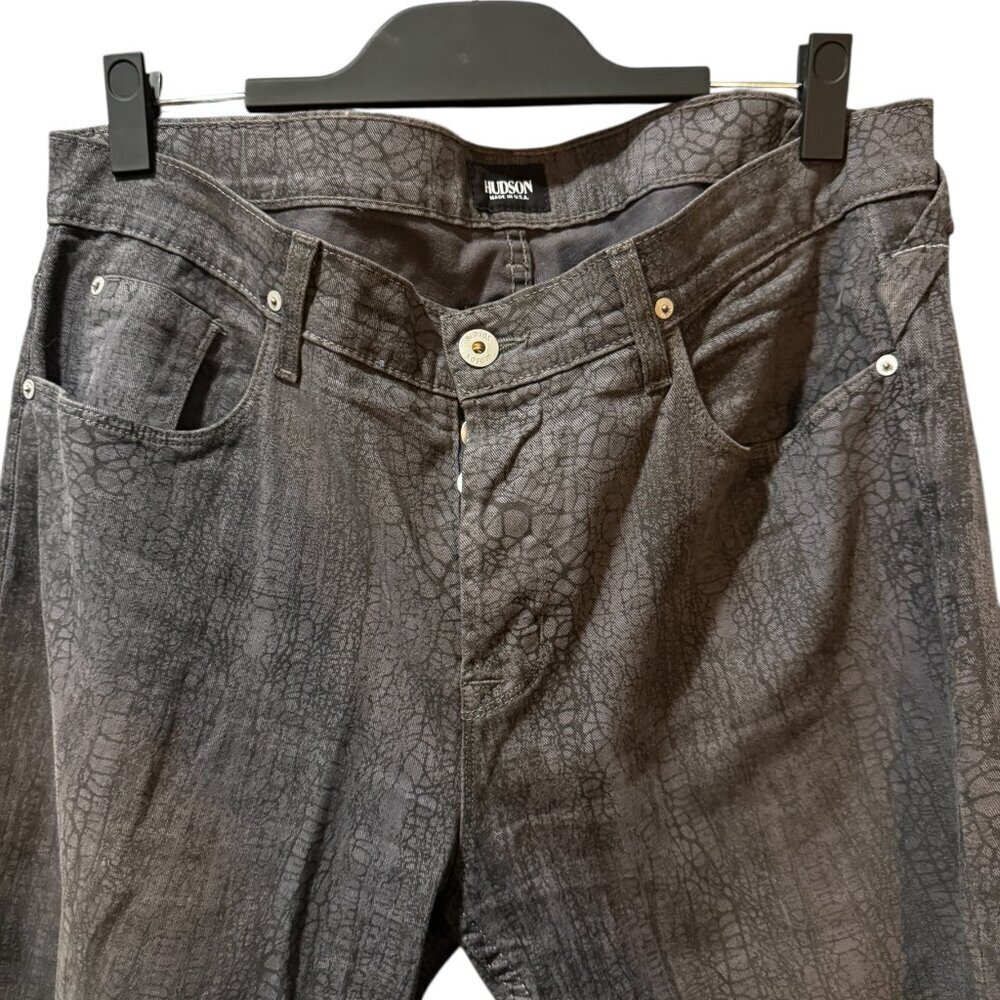 Hudson Men’s Printed Jeans – Size 34 – Gray Crackle Wash Denim - Picture 2 of 3